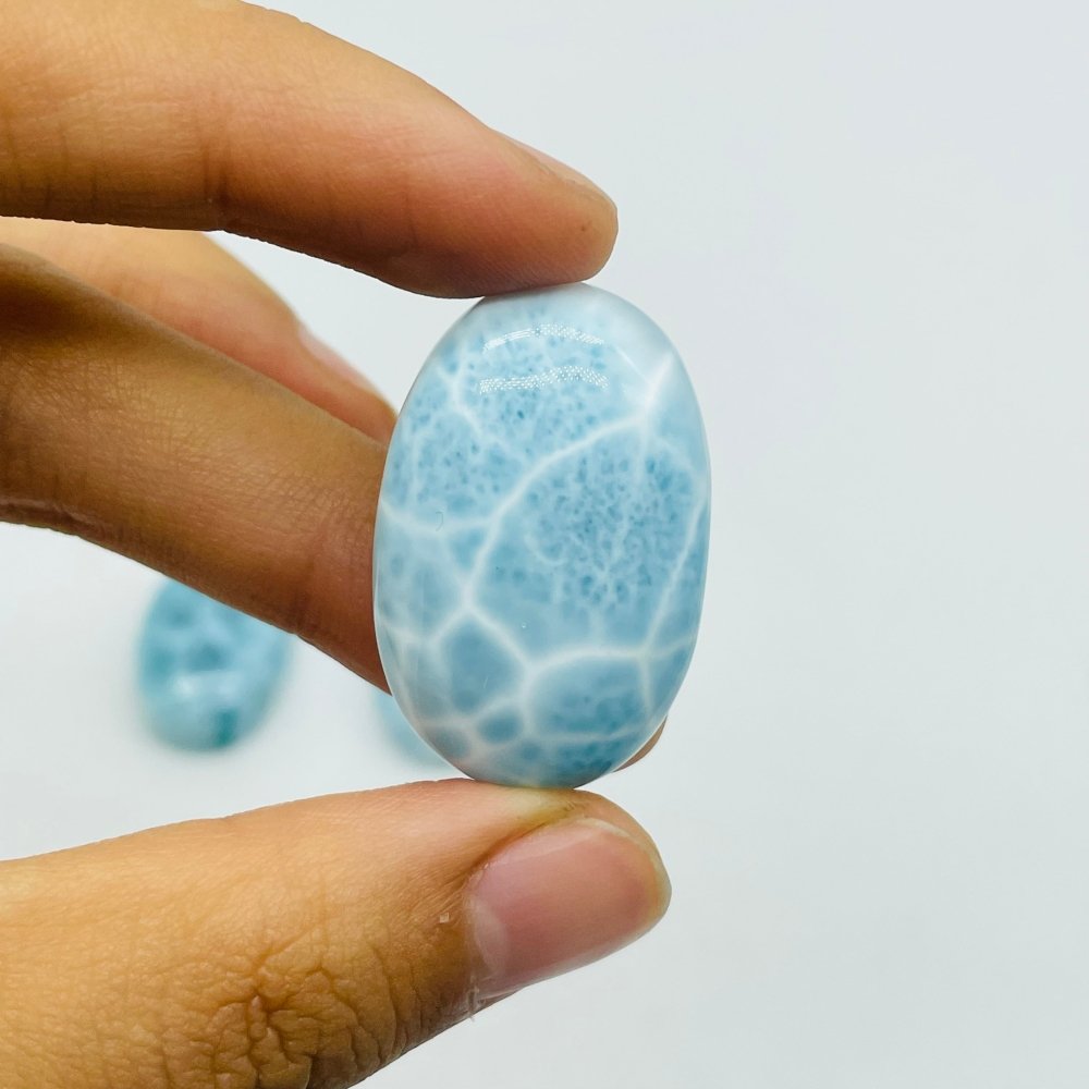 3 Pieces Semicircular Cabochon Larimar DIY Charms Dominican Republic Larimar -Wholesale Crystals