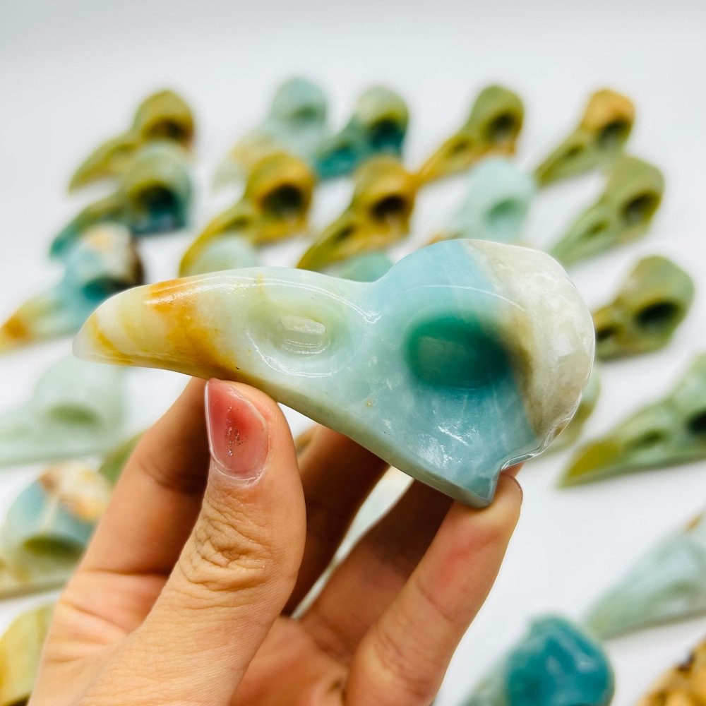 30 Pieces High Quality Caribbean Calcite Crow Skull Carving -Wholesale Crystals