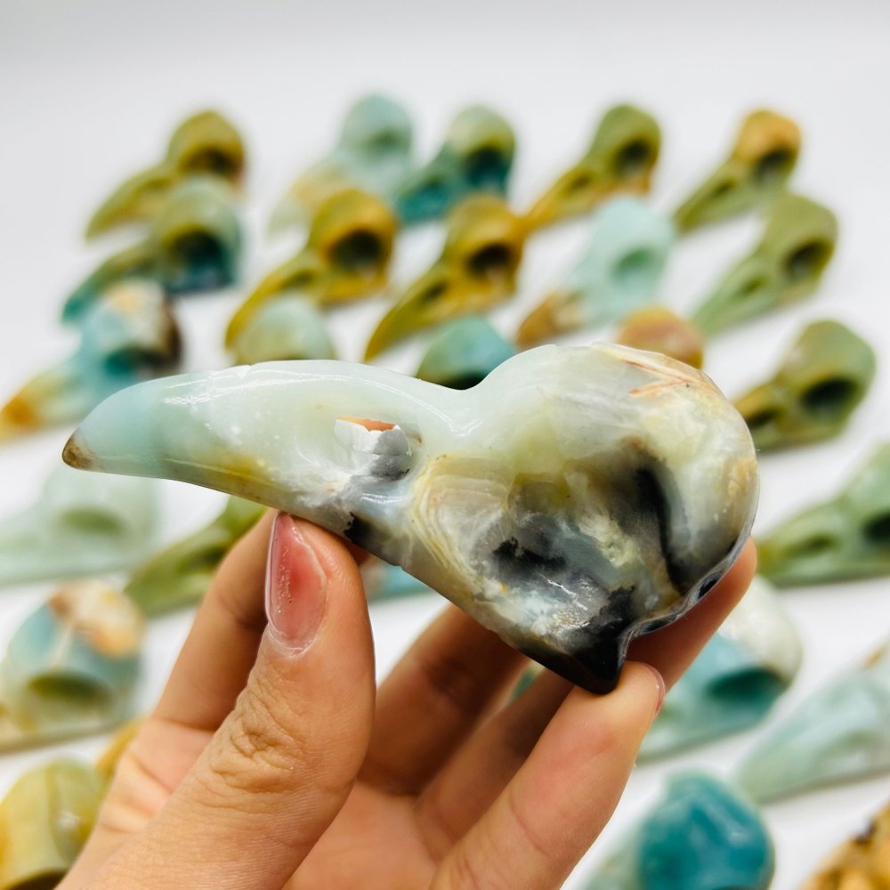 30 Pieces High Quality Caribbean Calcite Crow Skull Carving -Wholesale Crystals