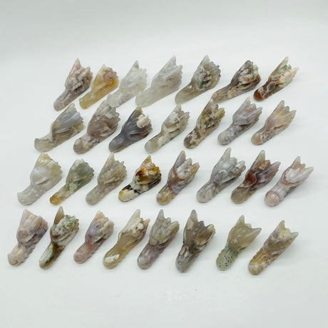 30 Pieces Sakura Agate Dragon Head Carving -Wholesale Crystals