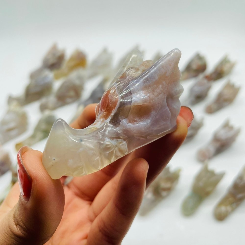 30 Pieces Sakura Agate Dragon Head Carving -Wholesale Crystals
