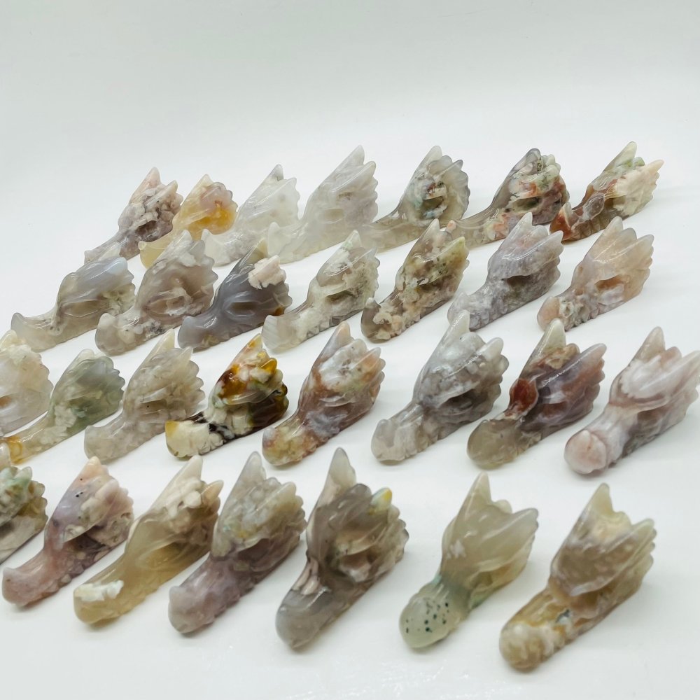30 Pieces Sakura Agate Dragon Head Carving -Wholesale Crystals