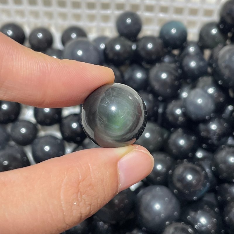 318 Pieces Rainbow Cat Eye Obsidian Spheres -Wholesale Crystals