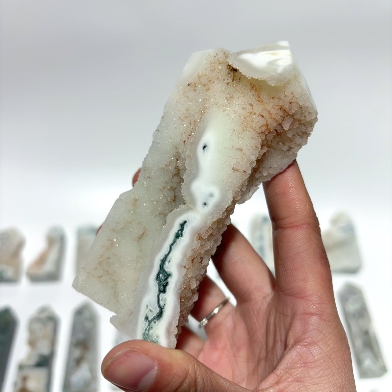 33 Pieces Geode Druzy Moss Agate Tower Points -Wholesale Crystals