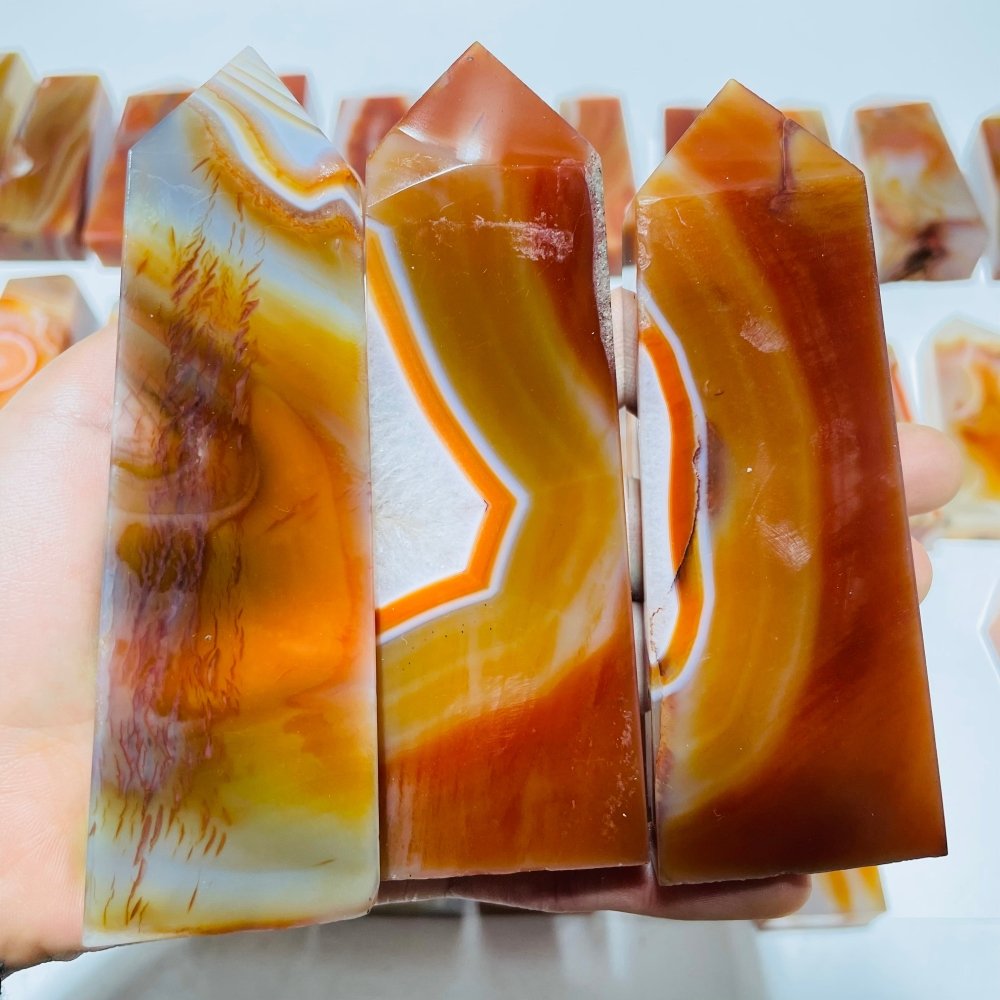 35 Pieces Beautiful Stripe Carnelian Points -Wholesale Crystals