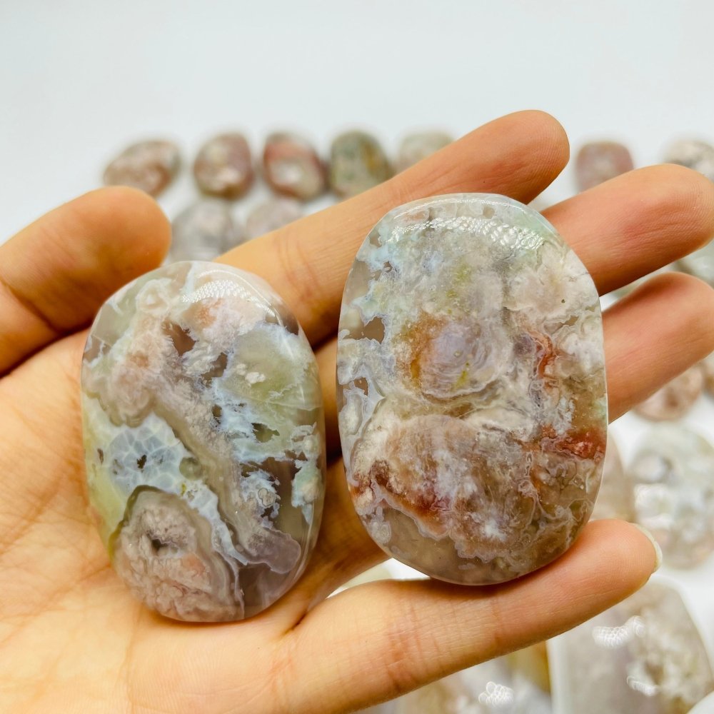 38Pieces High Quality Sakura Flower Agate Palm Stone -Wholesale Crystals