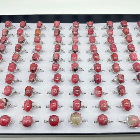 89 Pieces Pink Rhodonite Different Styles Ring -Wholesale Crystals