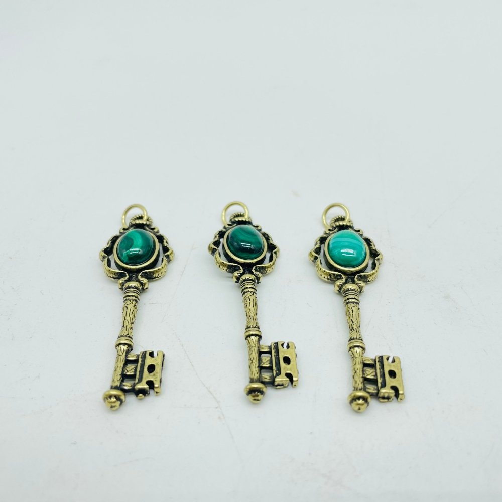 4 Types Gem Key Pendant Wholesale Charoite Sunstone Malachite Moonstone -Wholesale Crystals