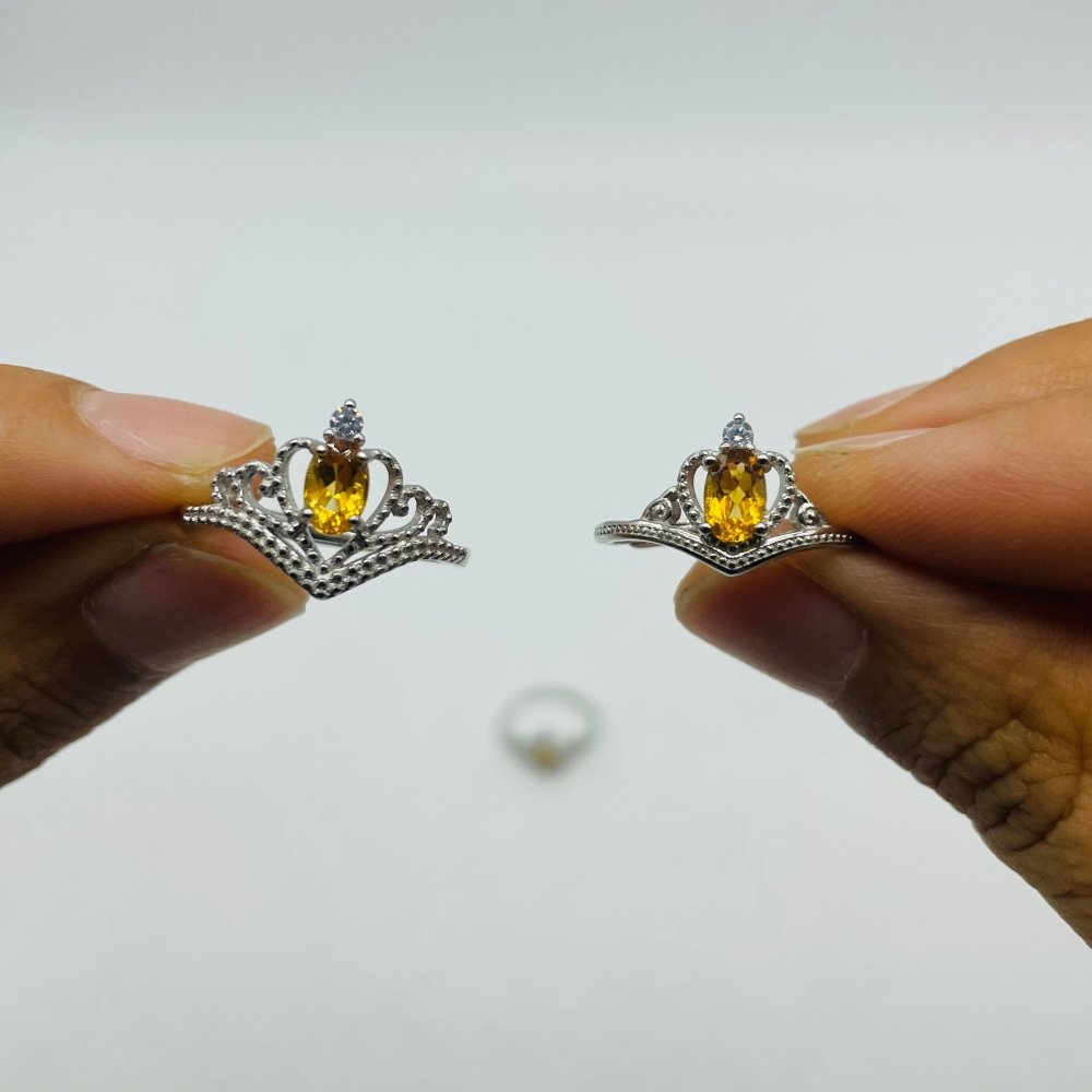 Two Styles Crown S925 Sterling Silver Citrine Crystal Ring Wholesale -Wholesale Crystals