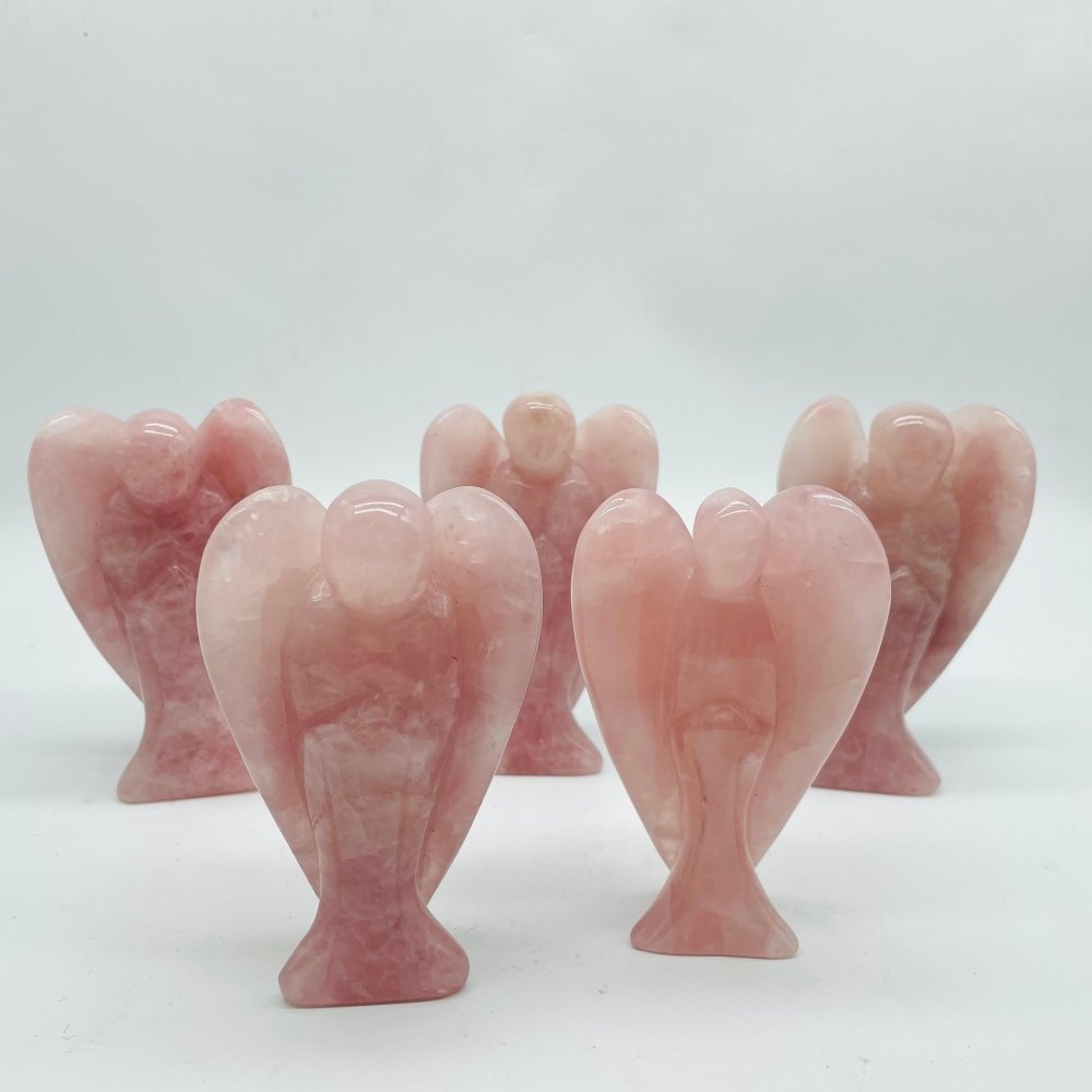 4in Large Rose Quartz Angel Carving Wholesale -Wholesale Crystals