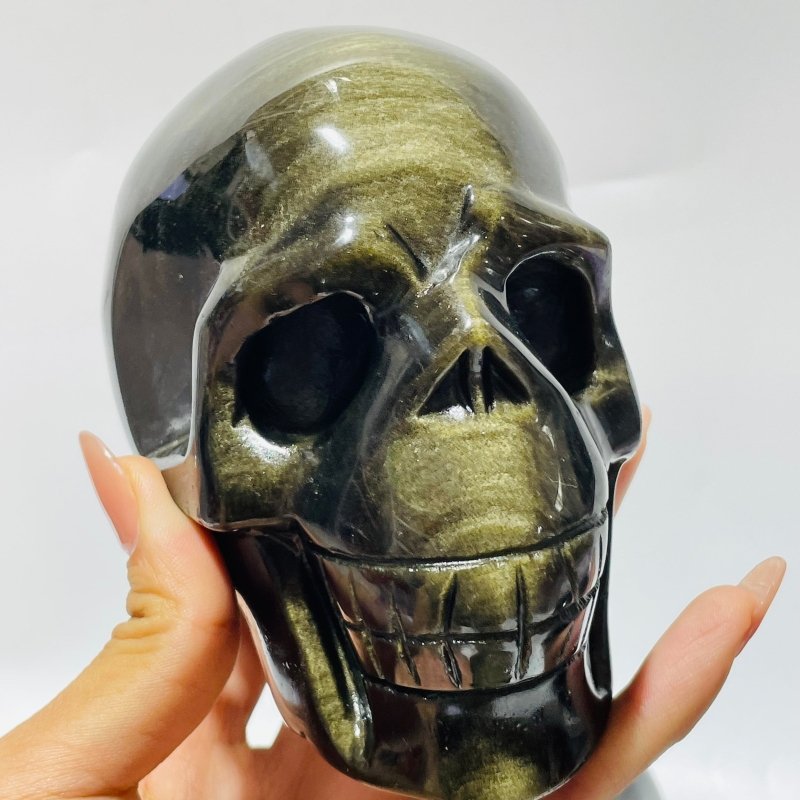 5 Pieces High Quality Gold Sheen Obsidian Skull Carving -Wholesale Crystals