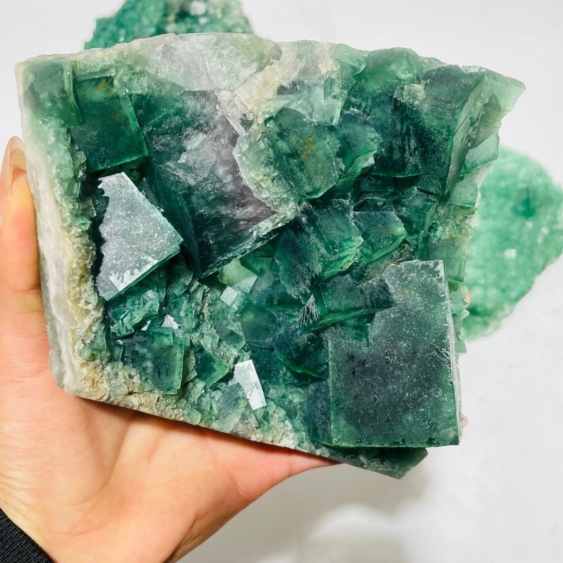 5 Pieces Large Green Fluorite Specimen Cubic Raw Stone -Wholesale Crystals