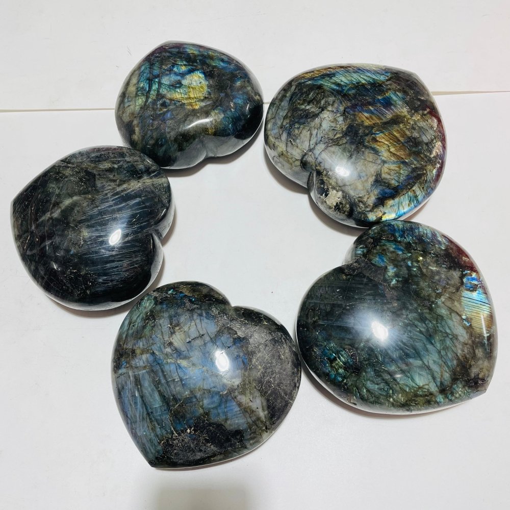 5 Pieces Large Labradorite Heart -Wholesale Crystals