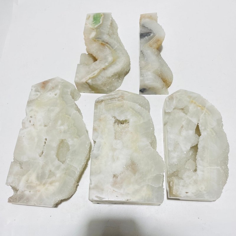 5 Pieces Large White Fluorite Druzy Geode Points -Wholesale Crystals