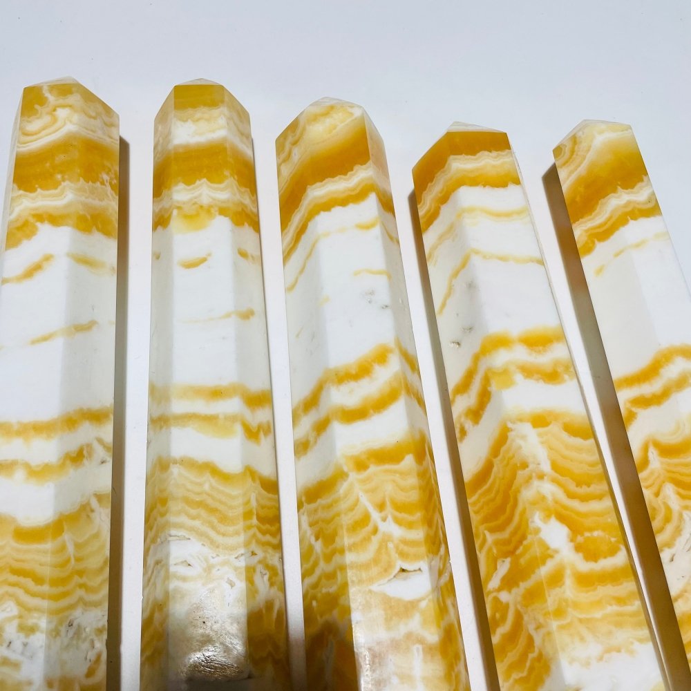 5 Pieces Large Yellow Calcite Tower Point -Wholesale Crystals
