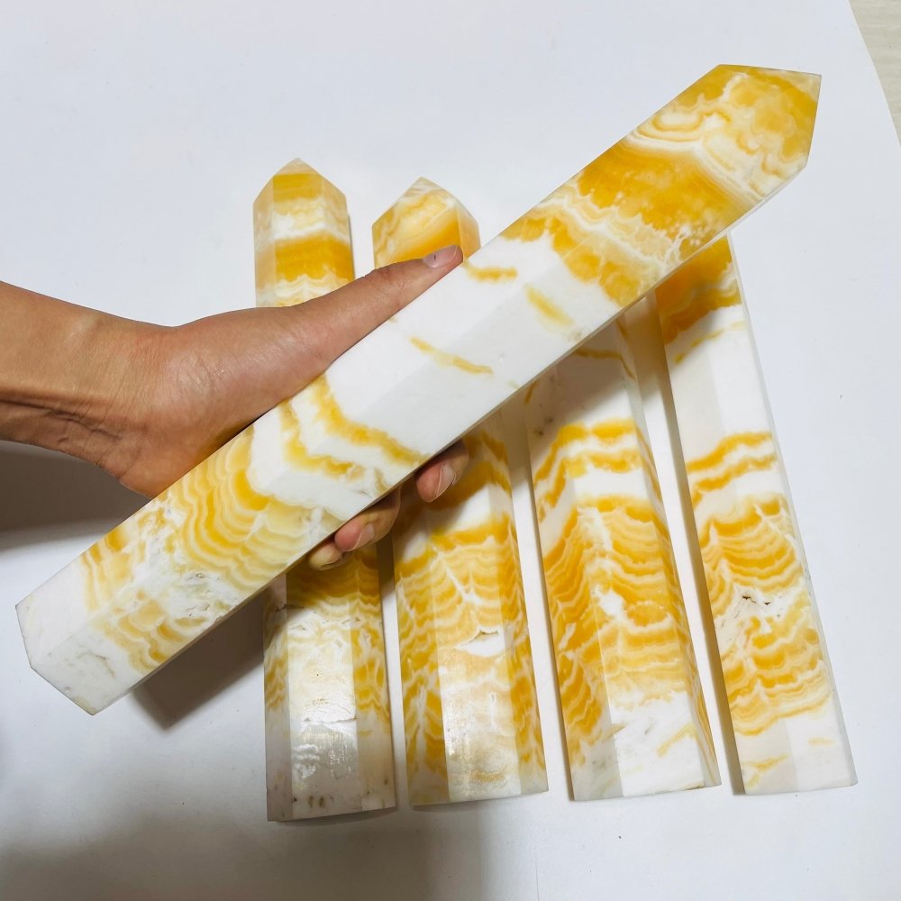 5 Pieces Large Yellow Calcite Tower Point -Wholesale Crystals