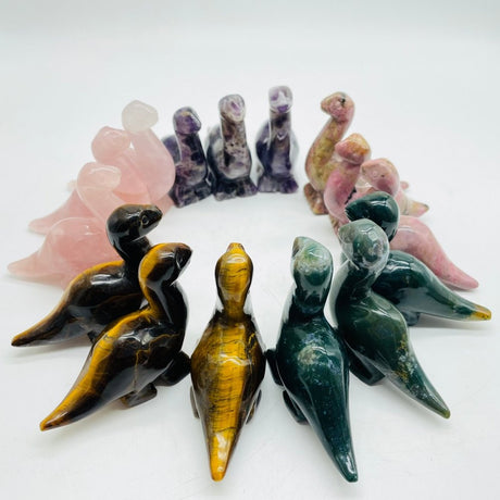 5 Types Dinosaur Chevron Amethyst & Moss Agate Carving Animals Wholesale -Wholesale Crystals