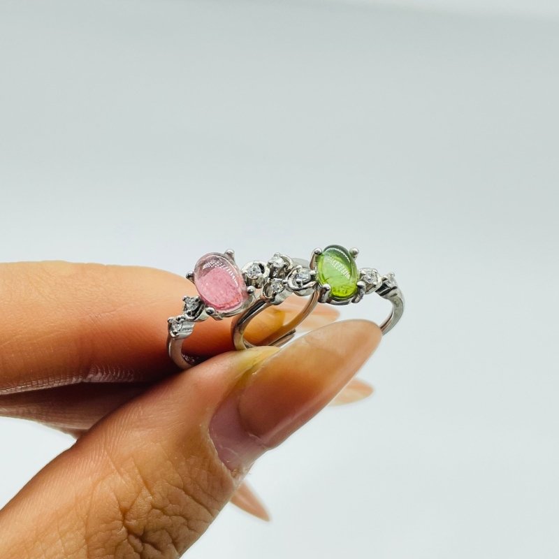 50 Pieces Colorful Tourmaline Different Styles Sterling Silver Ring - Wholesale Crystals