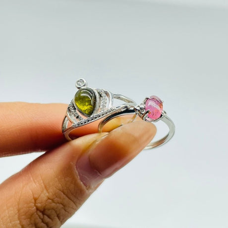 50 Pieces Colorful Tourmaline Different Styles Sterling Silver Ring - Wholesale Crystals