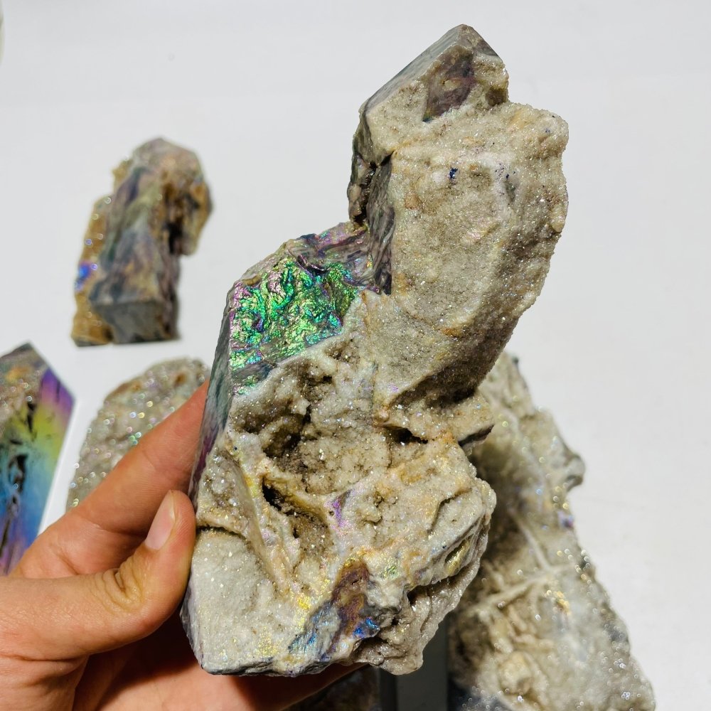 6 Pieces Large Aura Druzy Sphalerite Tower -Wholesale Crystals