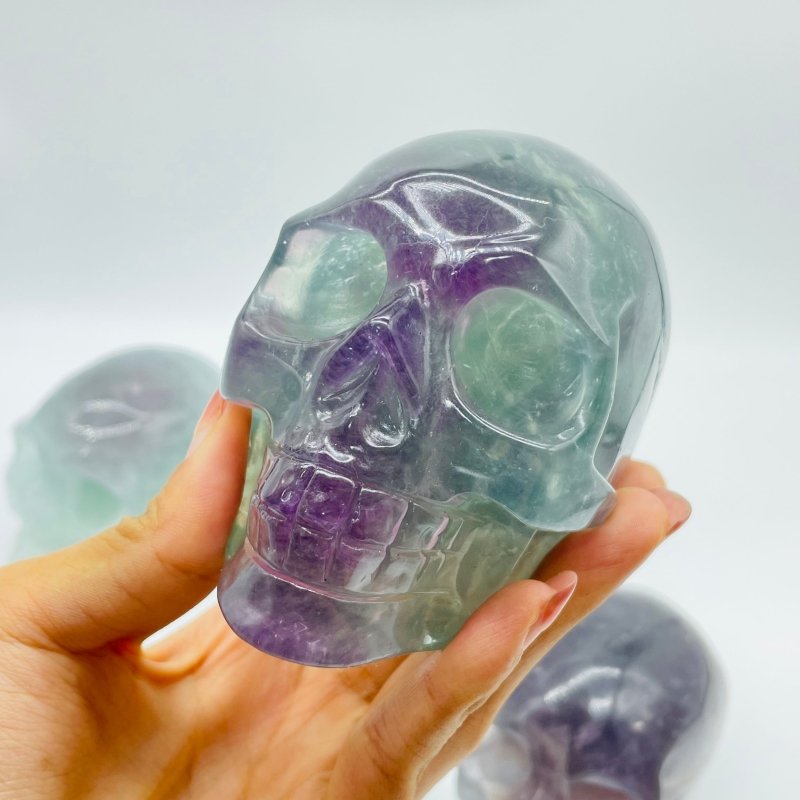 6 Pieces Large Fluorite Halloween Skull Carving -Wholesale Crystals