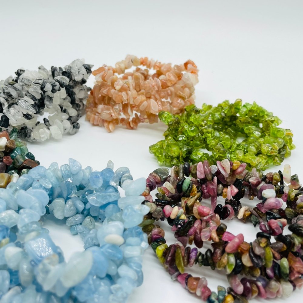 6 Types Chip Bracelet Aquamarine & Moss Agate Wholesale -Wholesale Crystals