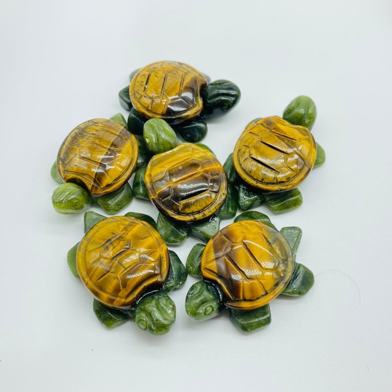 6 Types Turtle Carving Crystal Wholesale Tiger Eye Ocean Jasper - Wholesale Crystals