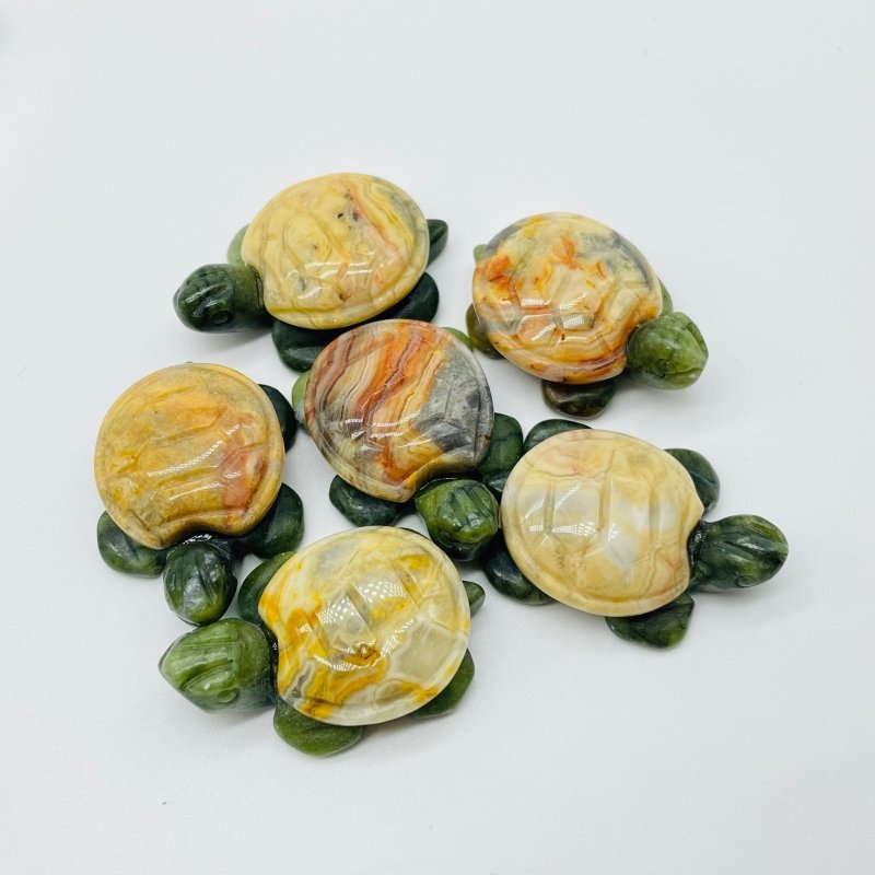 6 Types Turtle Carving Crystal Wholesale Tiger Eye Ocean Jasper - Wholesale Crystals