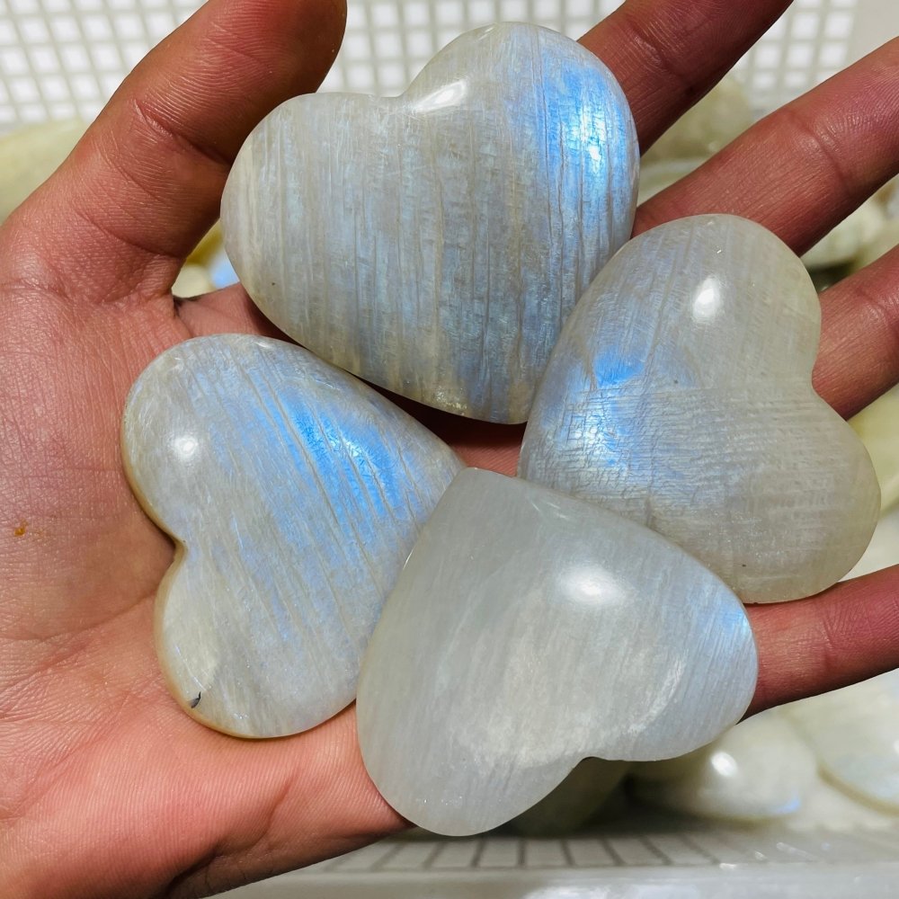 66 Pieces High Quality Moonstone Heart -Wholesale Crystals