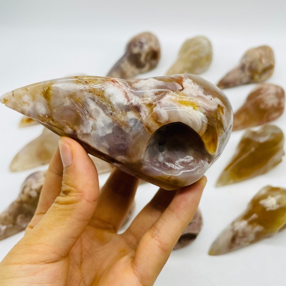 16 Pieces High Quality Sakura Agate Crow Skull Carving -Wholesale Crystals