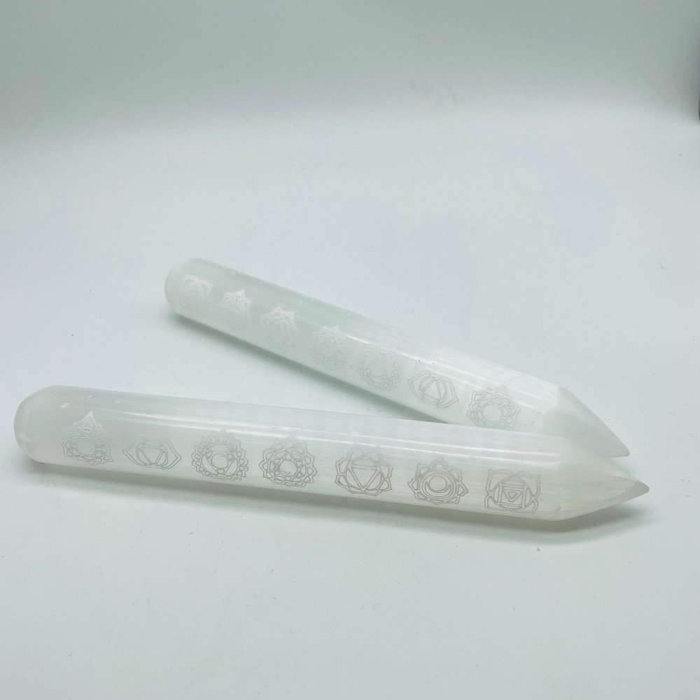 7 Chakras Selenite Massage Wands Round Wholesale -Wholesale Crystals