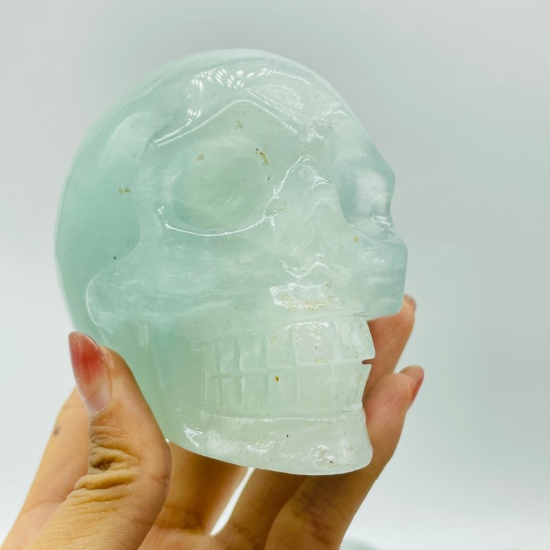 7 Pieces Light Color Fluorite Halloween Skull Carving -Wholesale Crystals