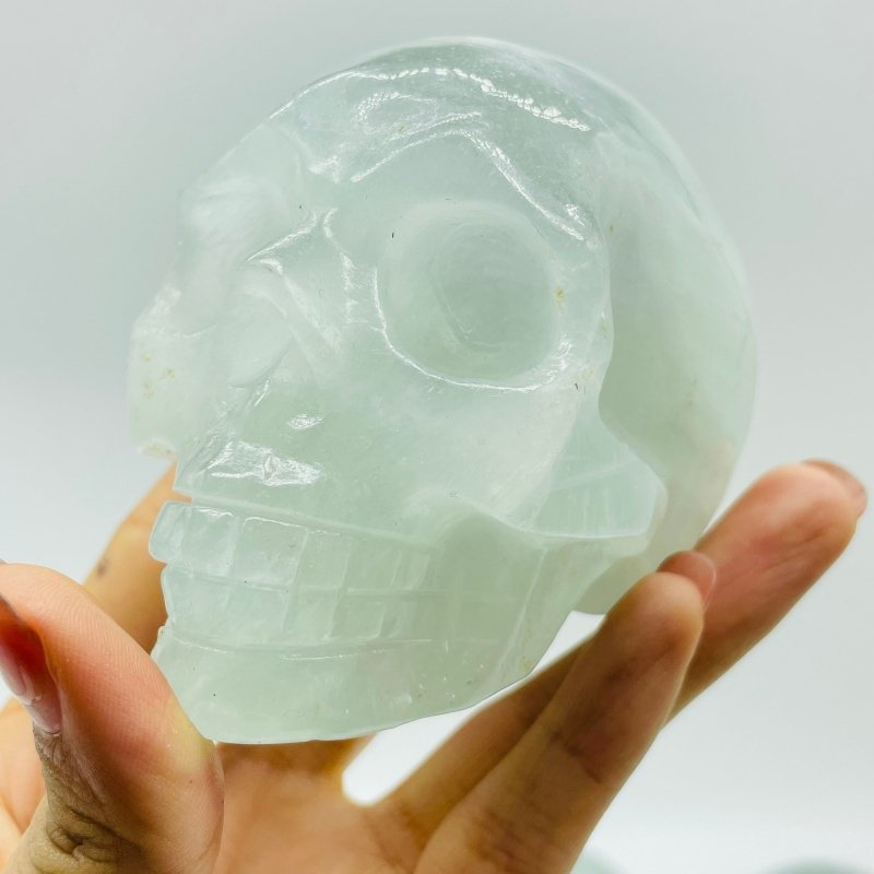 7 Pieces Light Color Fluorite Halloween Skull Carving -Wholesale Crystals