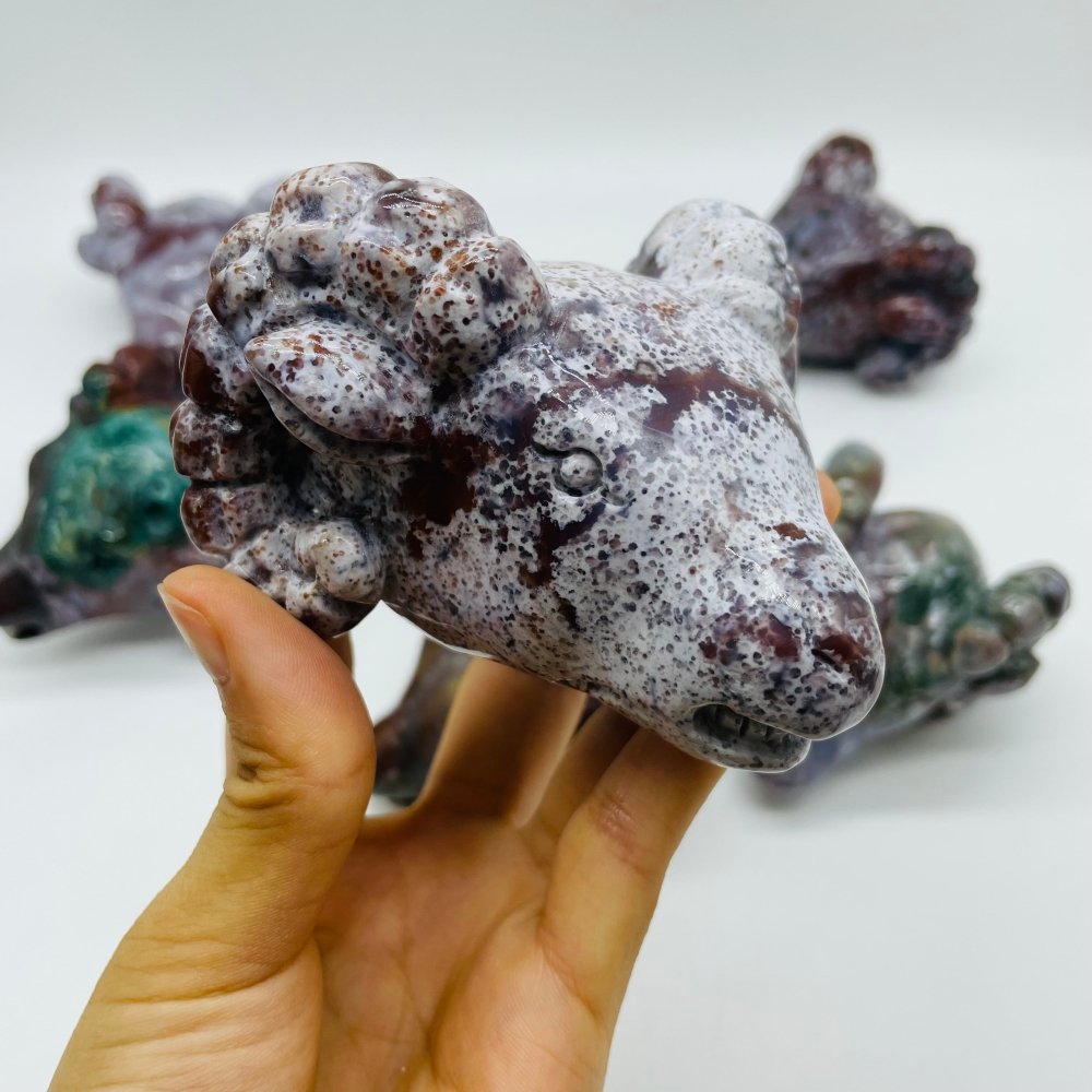 7 Pieces Ocean Jasper Goat Head Carving -Wholesale Crystals