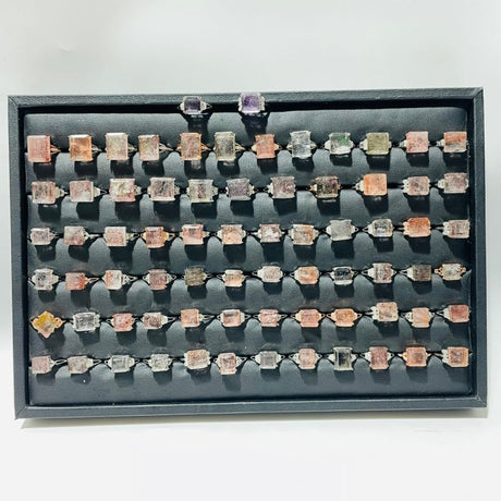 73 Pieces Super 7 Strawberry Quartz Different Styles Sterling Silver Ring - Wholesale Crystals