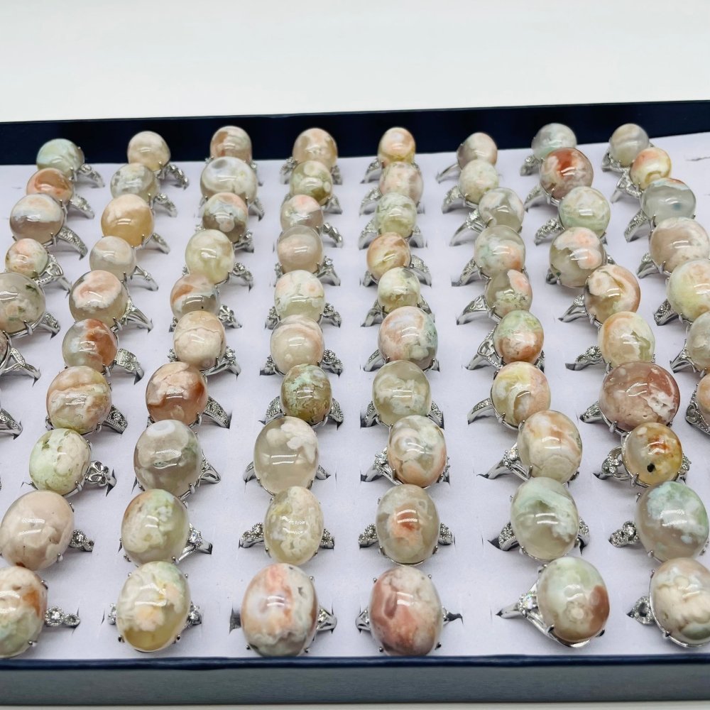 78 Pieces Sakura Flower Agate Different Styles Ring -Wholesale Crystals