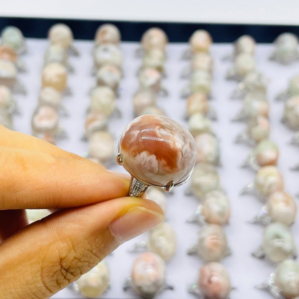 78 Pieces Sakura Flower Agate Different Styles Ring -Wholesale Crystals