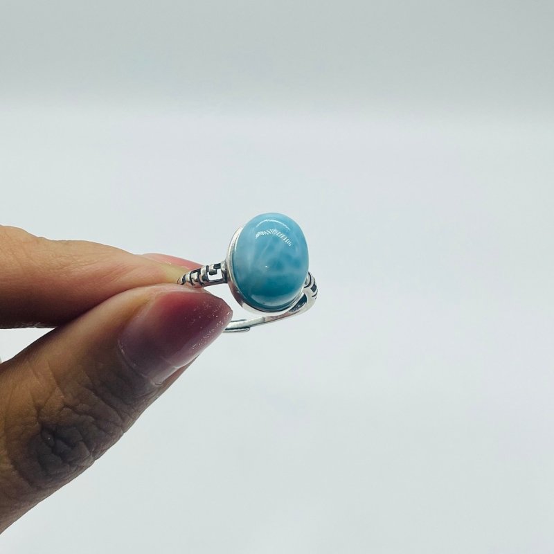 8 Pieces Beautiful Larimar Different Styles 925 Sterling Silver Rings -Wholesale Crystals