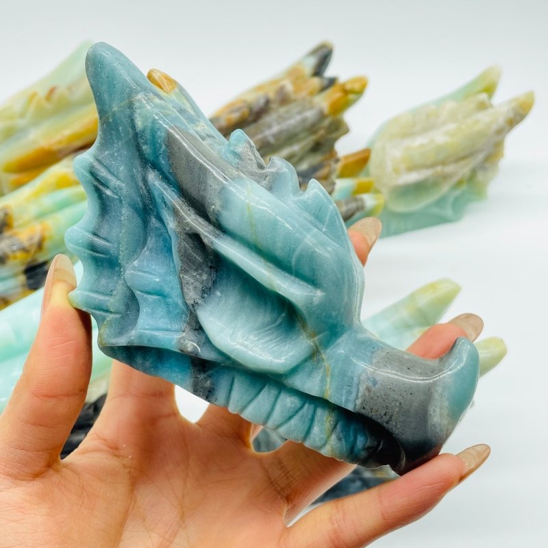 8 Pieces Large Caribbean Calcite Dragon Head Carving -Wholesale Crystals