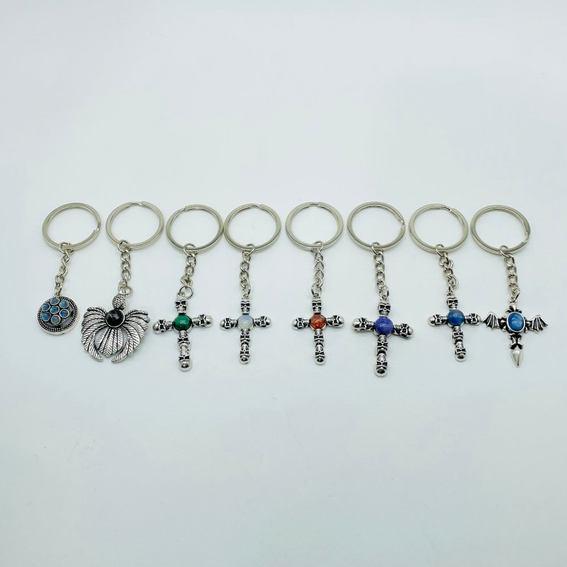 8 Types Crystal Keychain Carving Wholesale Cross Spin Turntable Shape - Wholesale Crystals
