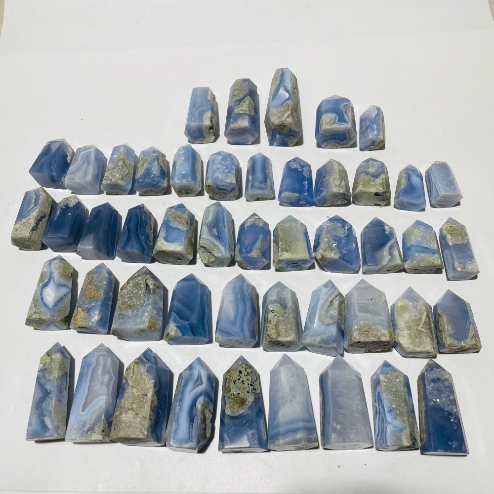 48 Pieces Blue Chalcedony Points -Wholesale Crystals