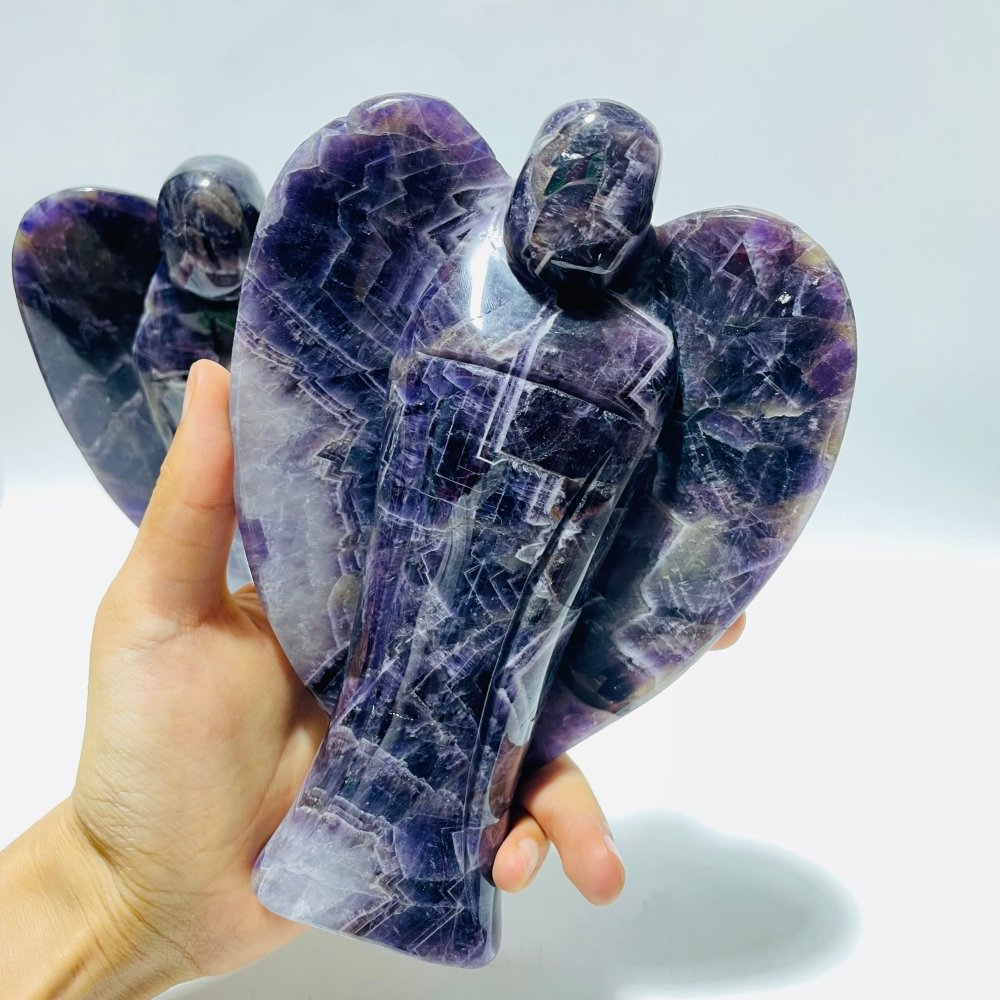 2 Pieces Large Chevron Amethyst Angel Carving(with natural crack) -Wholesale Crystals