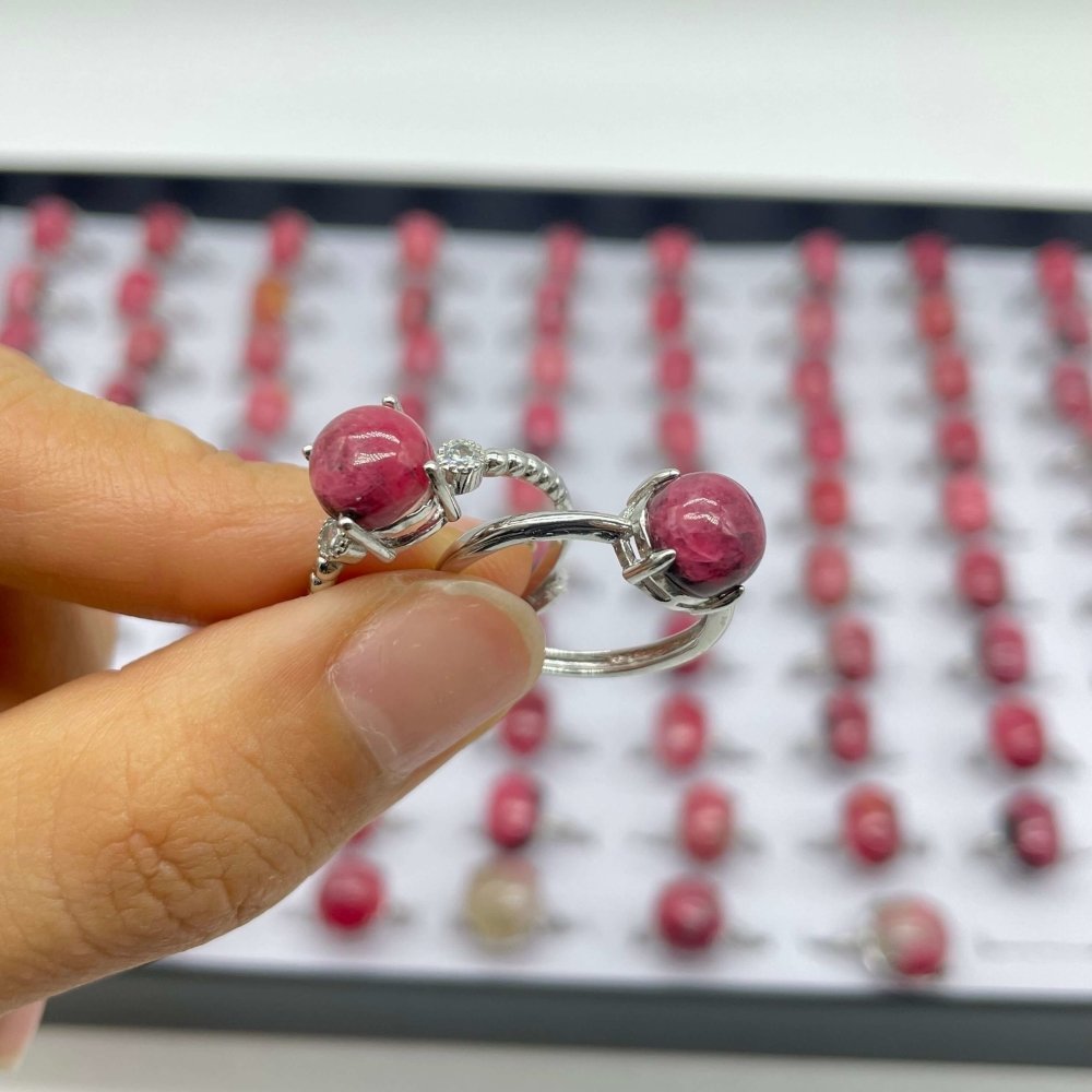 89 Pieces Pink Rhodonite Different Styles Ring -Wholesale Crystals