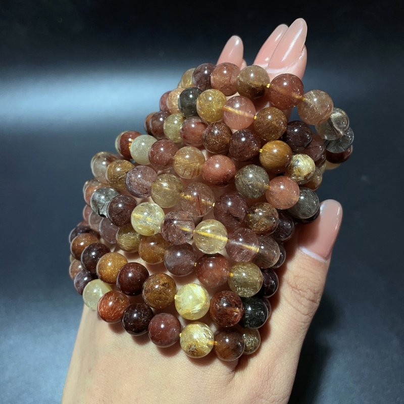 9 Pieces High Grade Rutile Crystal Bracelet -Wholesale Crystals
