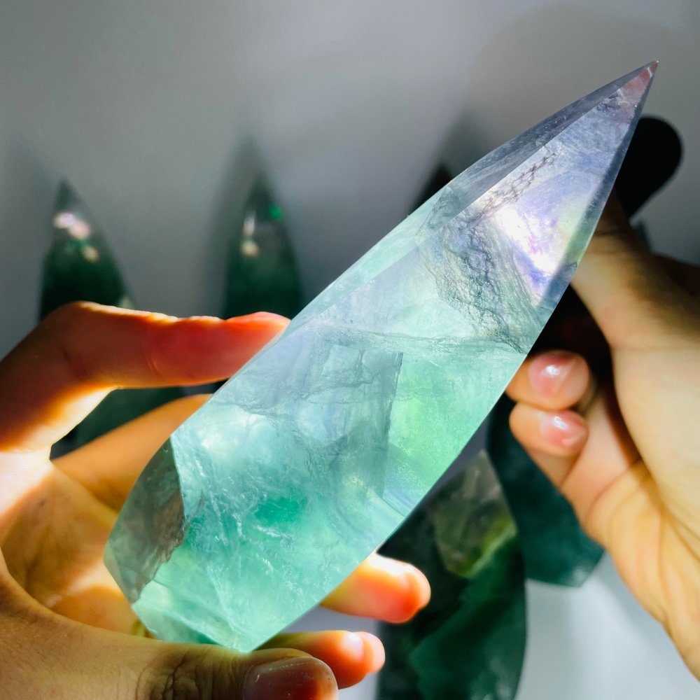 9 Pieces High Quality Large Rainbow Fluorite Flame Mixed Color -Wholesale Crystals