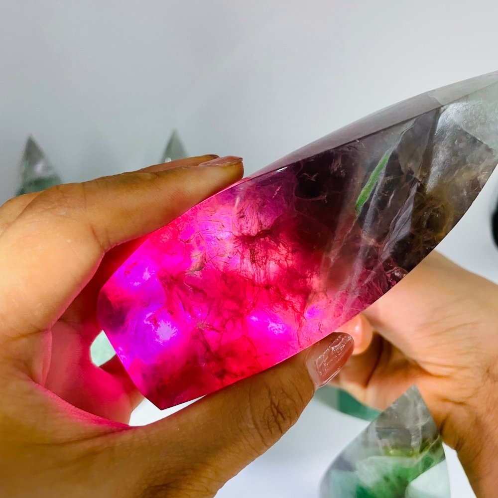 9 Pieces High Quality Large Rainbow Fluorite Flame Mixed Color -Wholesale Crystals