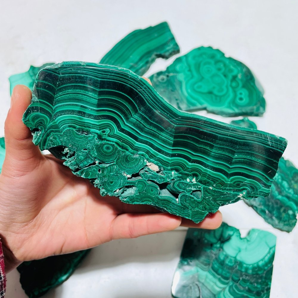 9 Pieces Large Polished Malachite Slab -Wholesale Crystals