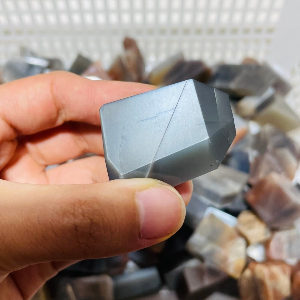 90 Pieces Black Rainbow Sun Stone With Hematite Free Form -Wholesale Crystals