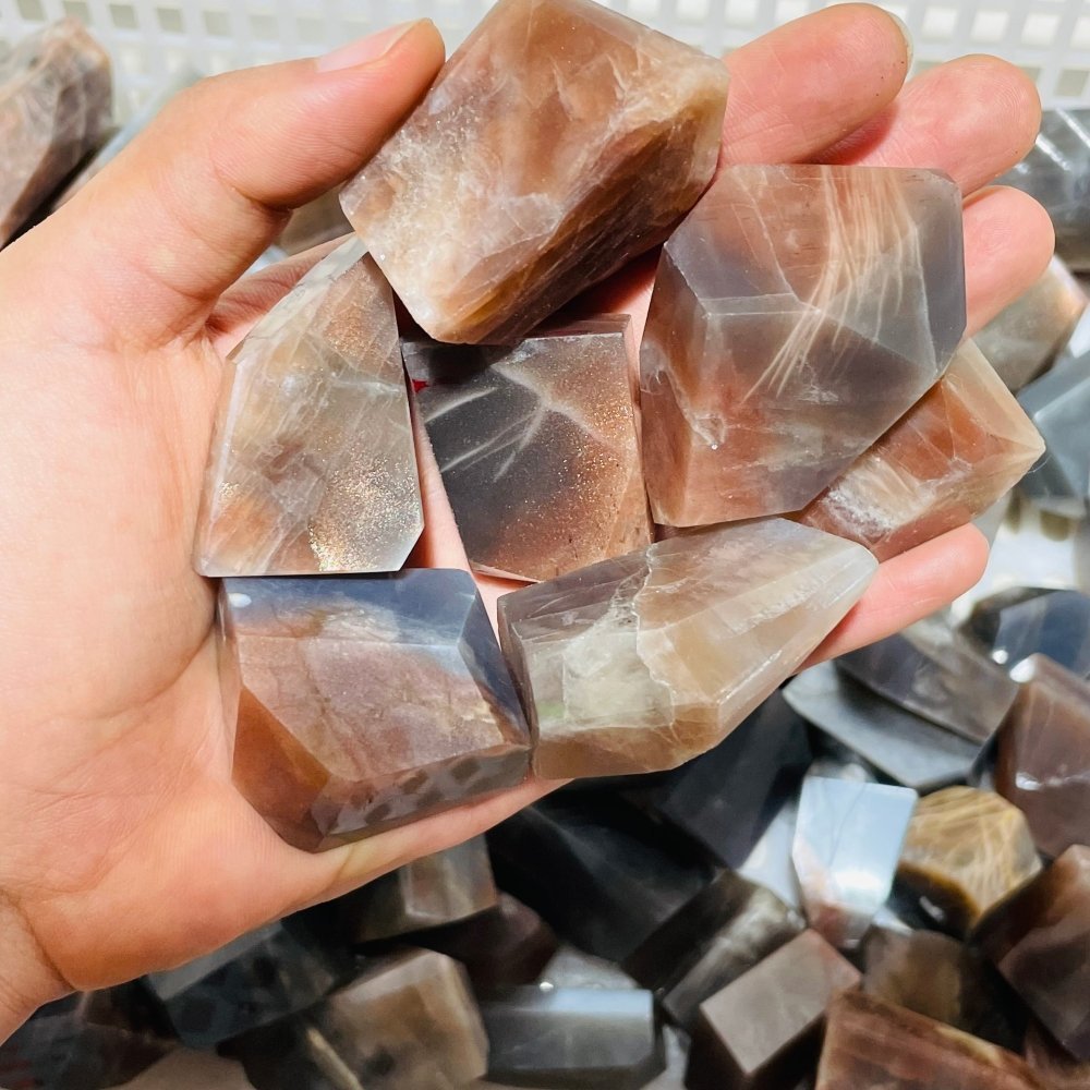 90 Pieces Black Rainbow Sun Stone With Hematite Free Form -Wholesale Crystals