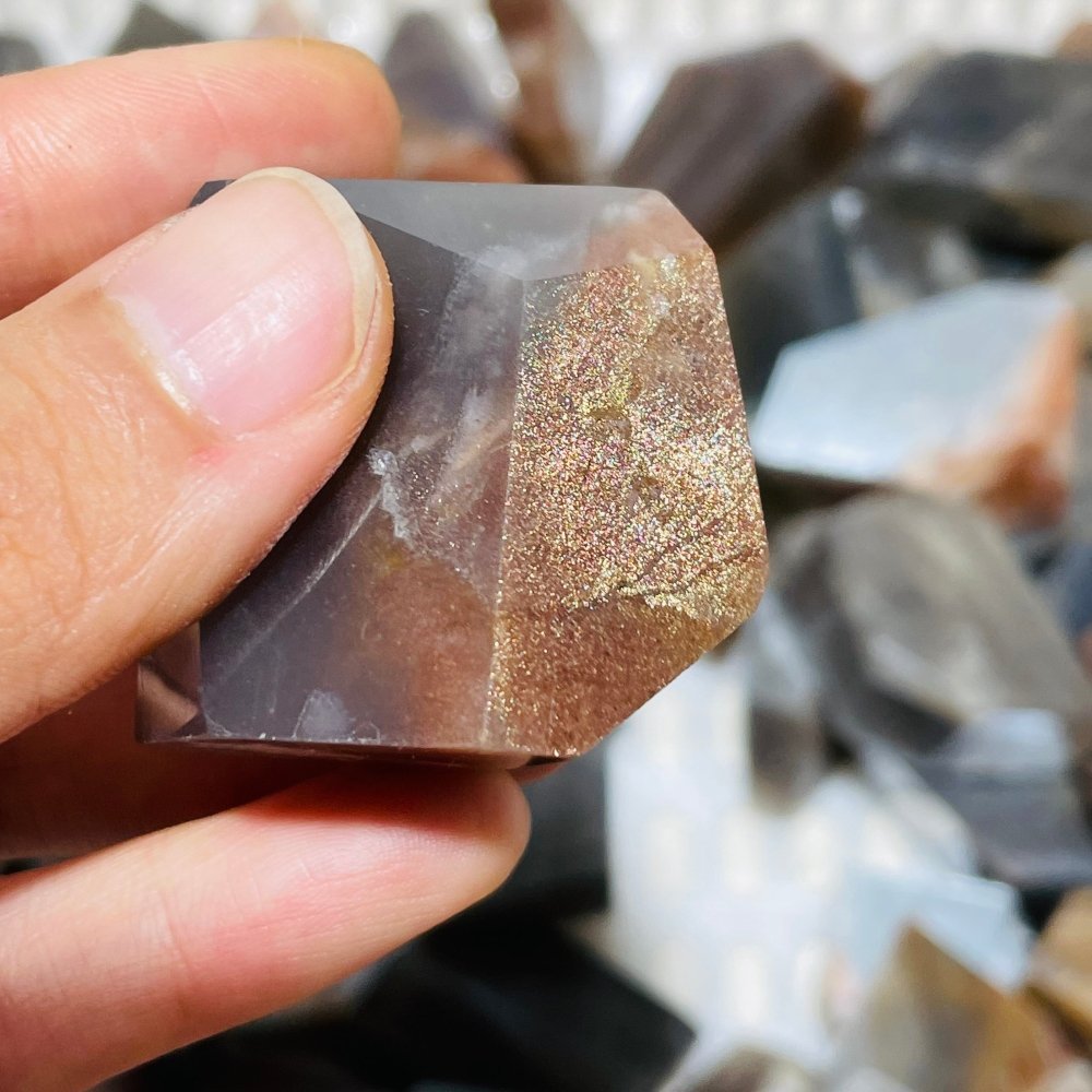 90 Pieces Black Rainbow Sun Stone With Hematite Free Form -Wholesale Crystals